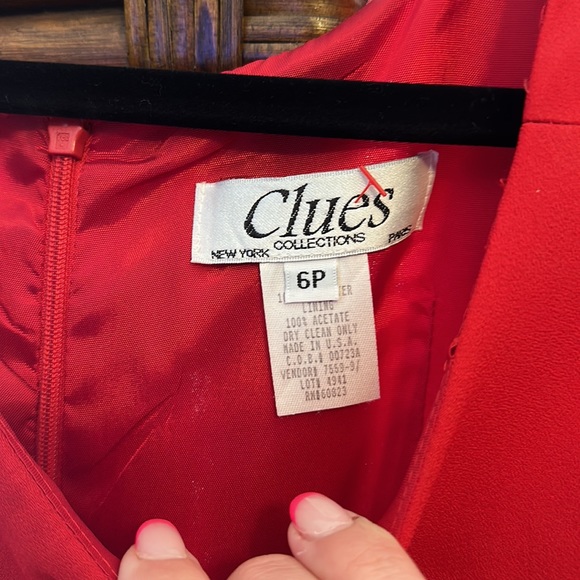 Vintage red Clues Collection dress size 6 - Picture 5 of 7